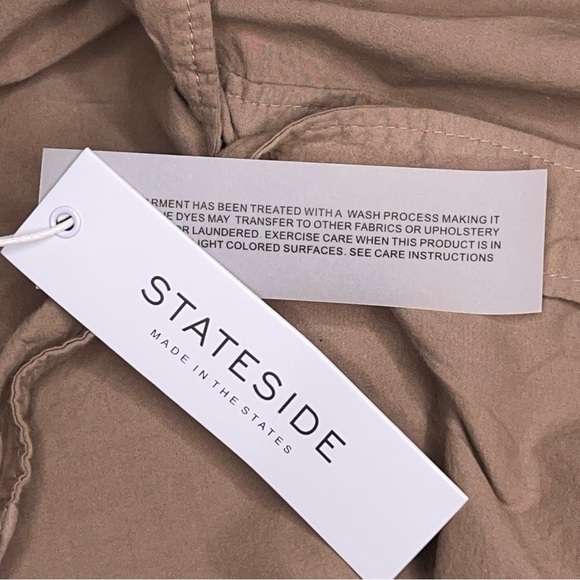 New XS Stateside Beige Tan Cotton Button Up Shirt Womens Neutral Lightweight - Picture 13 of 15